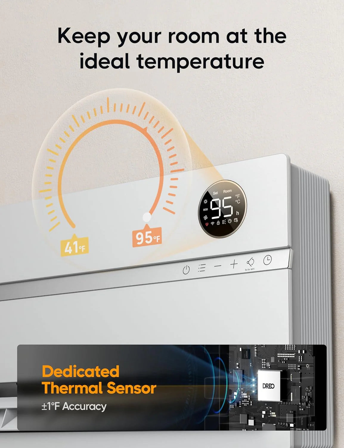 Smart wall mounted heater, bedroom electric heater, 1500W adjustable thermostat 24-hour timer easy to install indoor heater