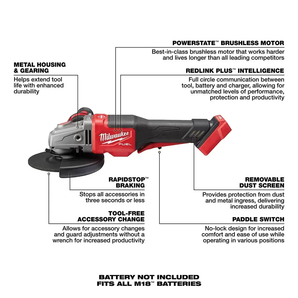 Milwaukee Pre-Sale 2980-20 M18 FUEL 18V 6 Inch Paddle Switch Grinder, Bare Tool