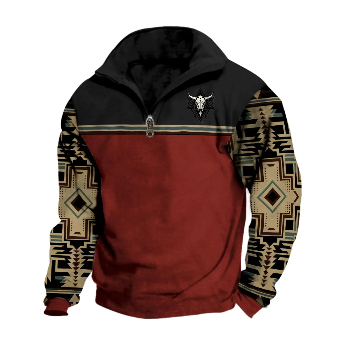 Aztec Bull Head Mens Pullover