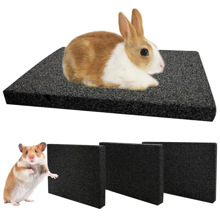 Hamiledyi Rabbit Scratch Foot Pads Bunny Grinding Claw Pad 4 PCS Small Animal Lava Grinding Teeth Stone Hamster Grinding Teeth Block for Guinea Pig Rat Gerbil Chinchilla Hedgehog