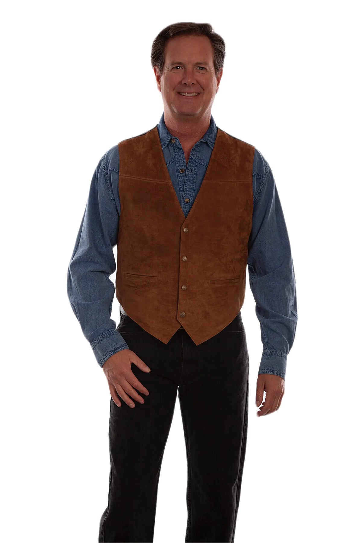 Scully Boar Suede Snap Vest - Men’s Cinnamon