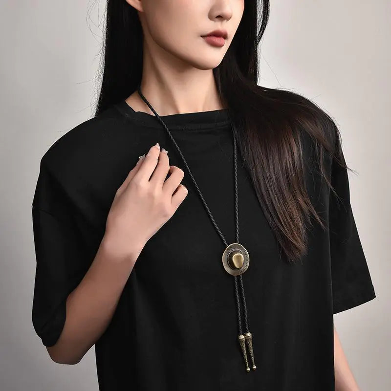 Bohemian Western Leather Necklace - Bold Unisex Accessory