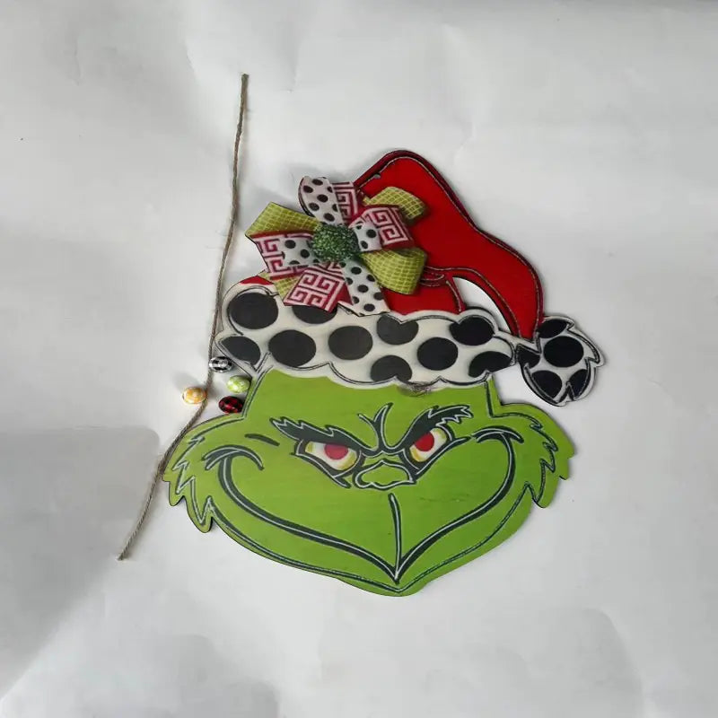 Grinch Theme Wooden Door Sign