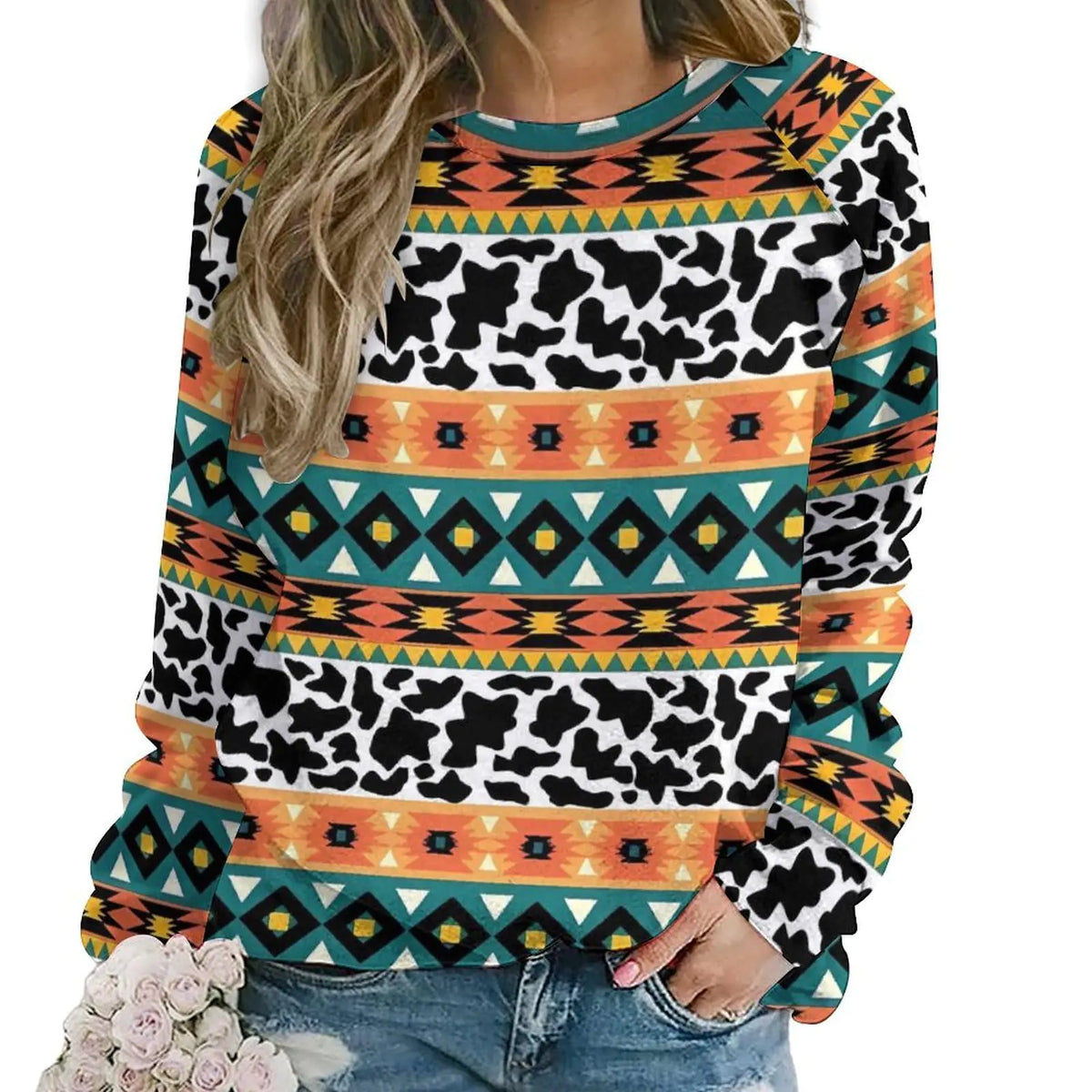 HOTYD Womens Aztec Graphic Crewneck