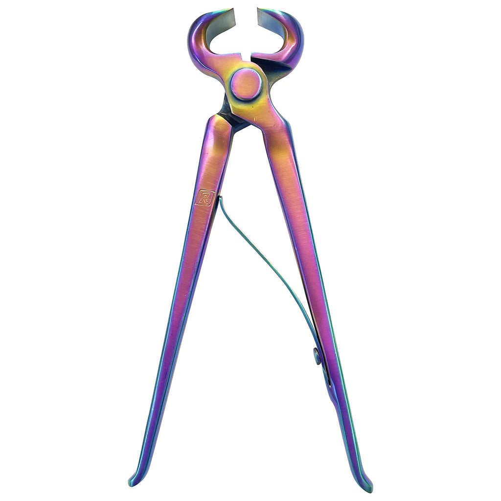 Rekhi International Farrier Hoof Nippers Rainbow Loaded Spring Horseshoe Trimmer Farrier Tools Pony Hoof Nippers Small Ferrier Tool