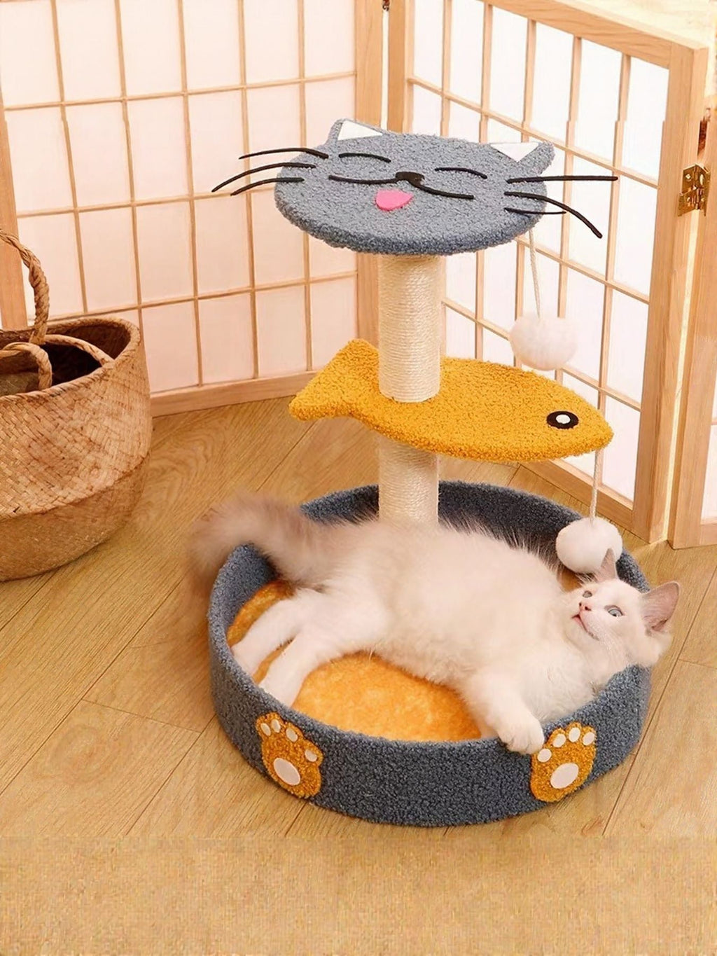 Cat Scratching Post with Cat Bed and Toy