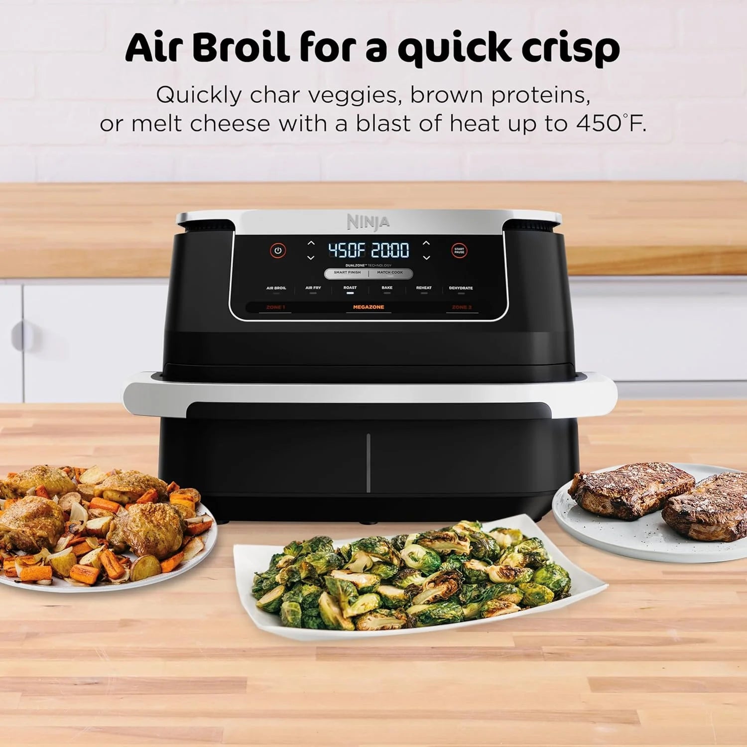 Ninja Foodi 6-in-1 FlexBasket Air Fryer with 7-Quart MegaZone and Basket Divider