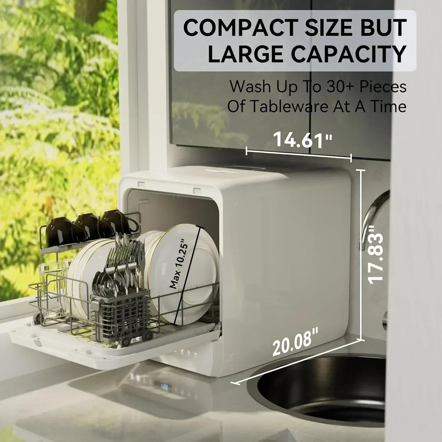 Hermitlux tabletop dishwasher 7 wash programs portable mini dishwasher