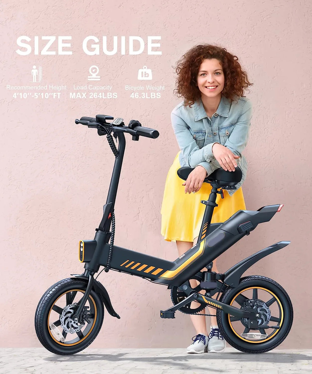 Electric Bike, Electric Bicycle with 18.5mph Electric Bikes for Adults Teens E Bike with Pedals, 14