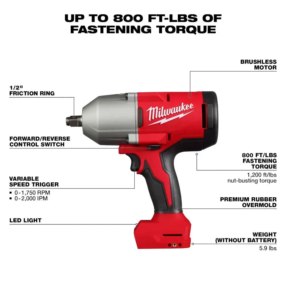 Milwaukee Pre-Sale 2666-20 M18 18V 1/2 High Torque Cordless Impact Wrench - Bare Tool