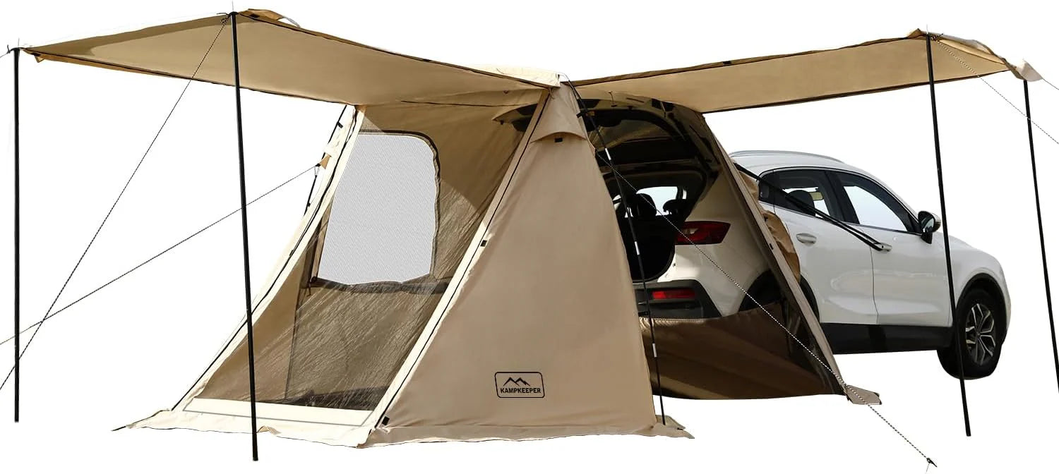KAMPKEEPER SUV Car Tent, Tailgate Shade Awning Tent for Camping, Vehicle Camping Tents Outdoor Travel (Black)