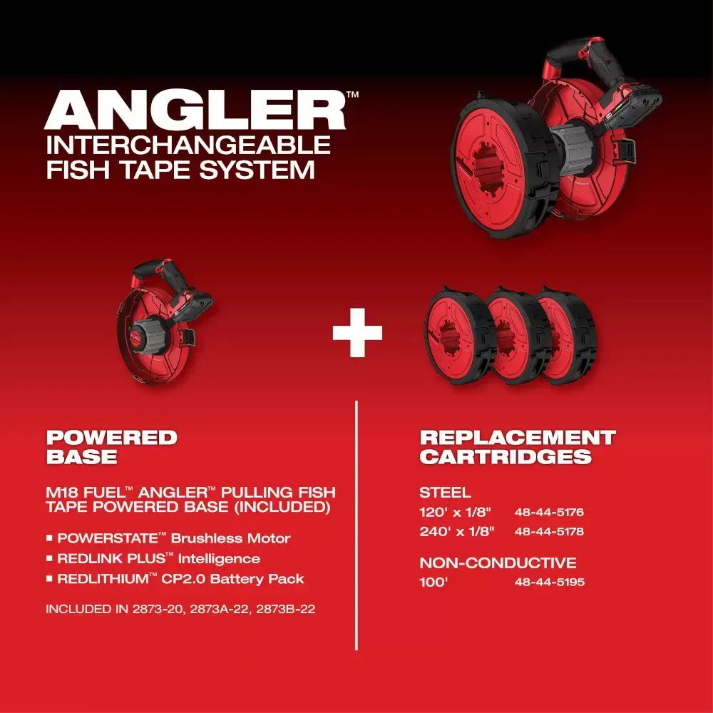 Milwaukee 2873-20S240 M18 FUEL 18V Angler Pulling Fish Tape w/ 240' x 1/8 Steel