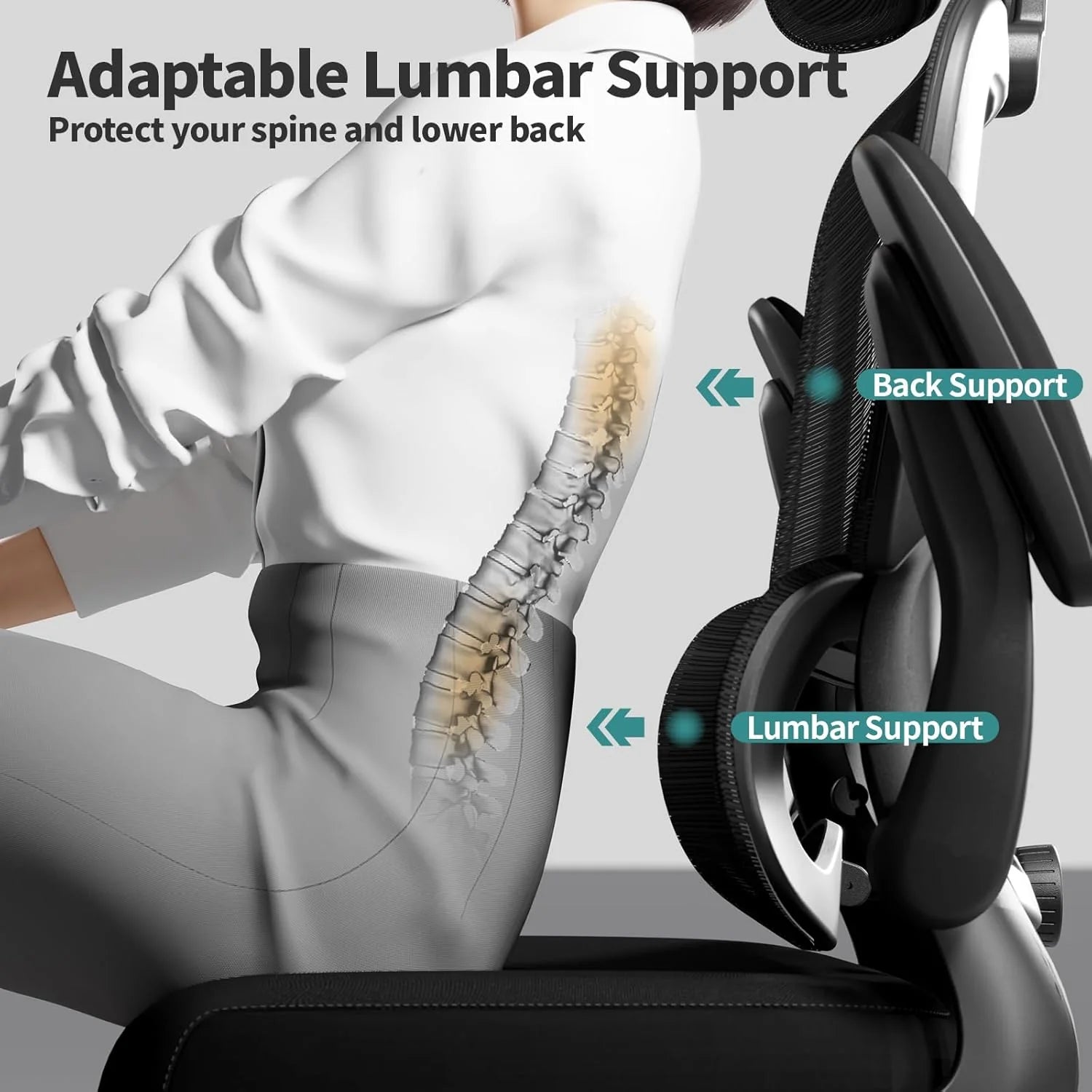 Office Chair Ergonomic Desk Chair, 330 lbs Home Mesh Desk Chair with Wheels, Comfortable Gaming Chair, High Back Office Chair
