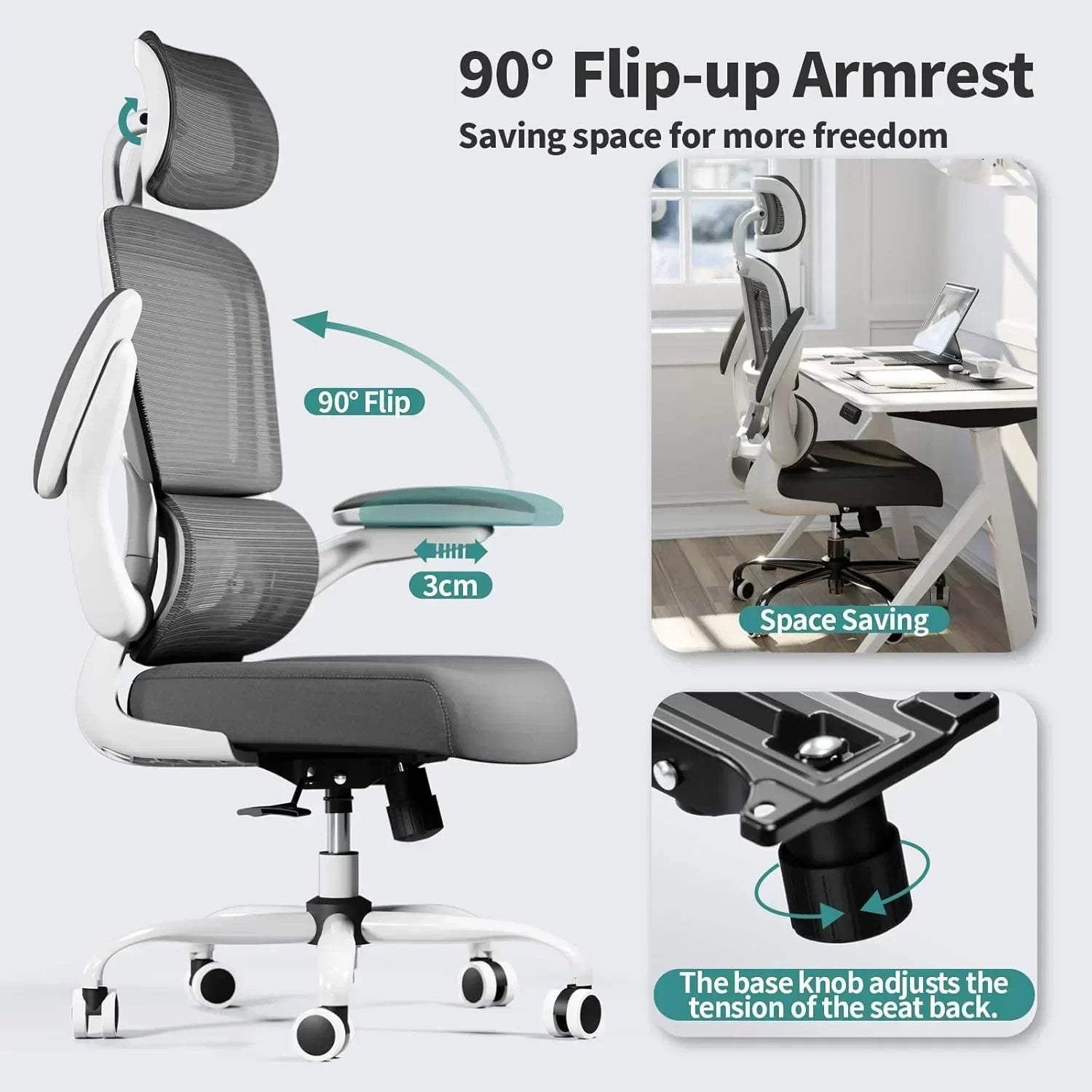 TRALT Office Chair Ergonomic Desk Chair 330 lbs Home Gaming Chair with Wheels