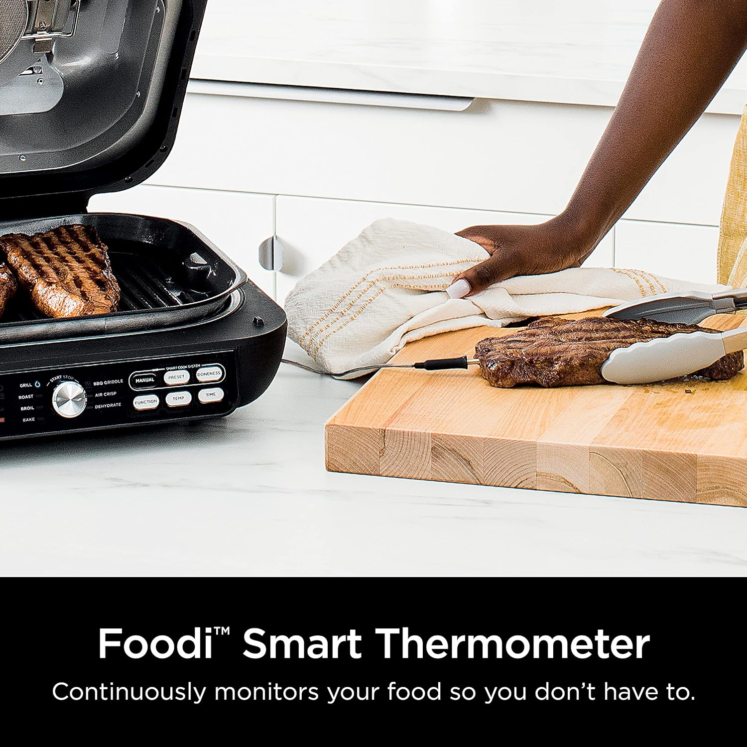 Ninja Foodi Smart XL 6-in-1 Indoor Grill with Air Fry, Bake, Roast, Broil, and Dehydrate, Smart Thermometer