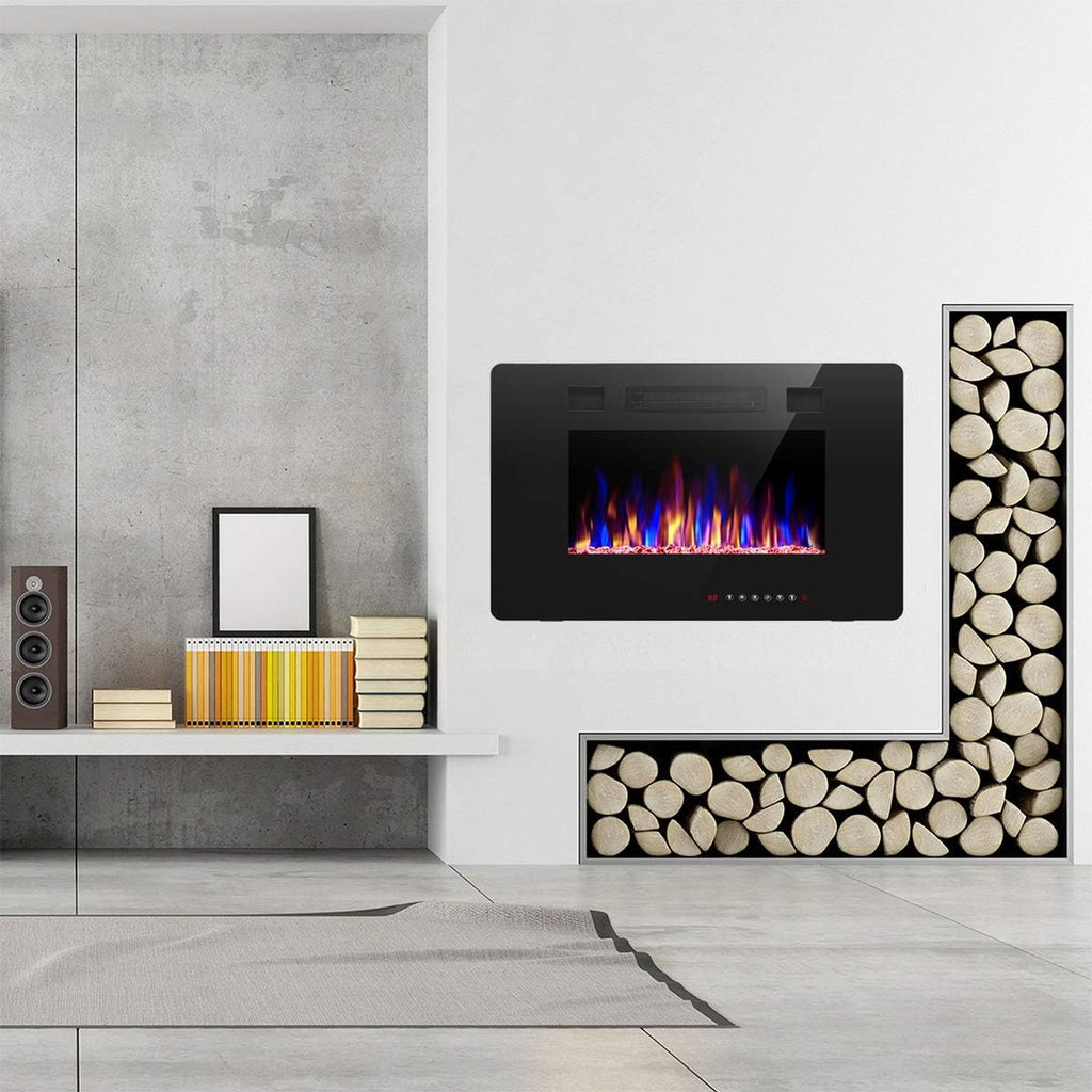 R.W.FLAME 60 Recessed and Wall Mounted Electric Fireplace Low Noise Fit for 2 x 6 Stud