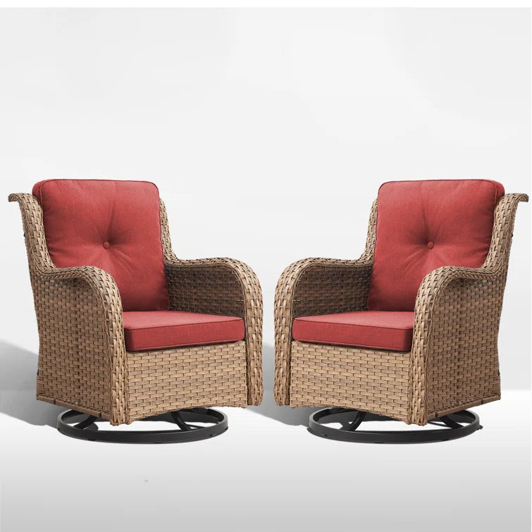 Wicker Rattan Swivel Patio Wicker Chairs (Set of 2)