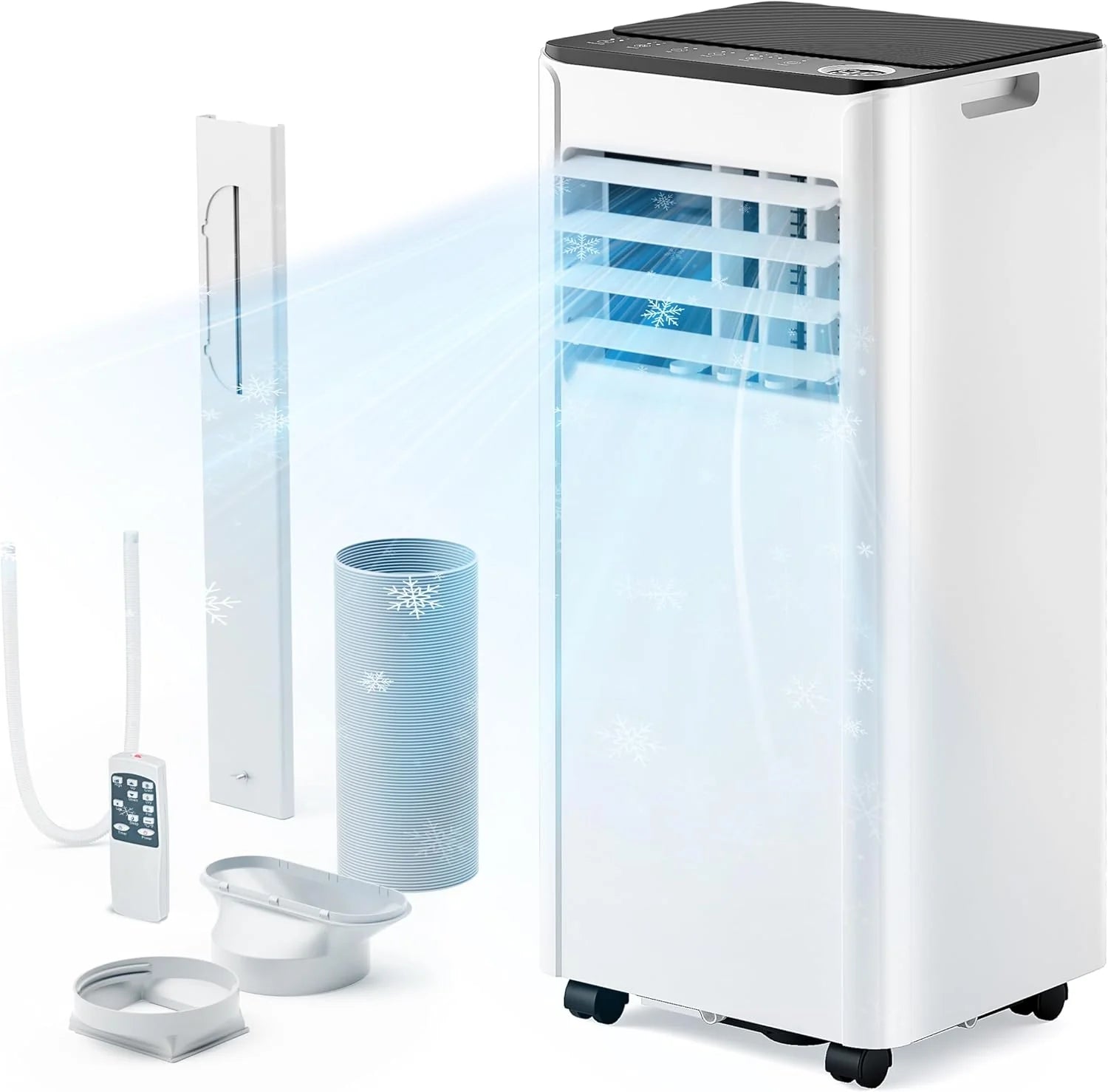 EUHOMY 8,000 BTU Portable Air Conditioners, 4-in-1 Portable AC Unit Up to 350 Sq.Ft, 4 Modes Quiet Air Conditioner with Remote Control, Cool, Fan, Dehumidifier, 24H Timer, Bedroom, Office, Apartments