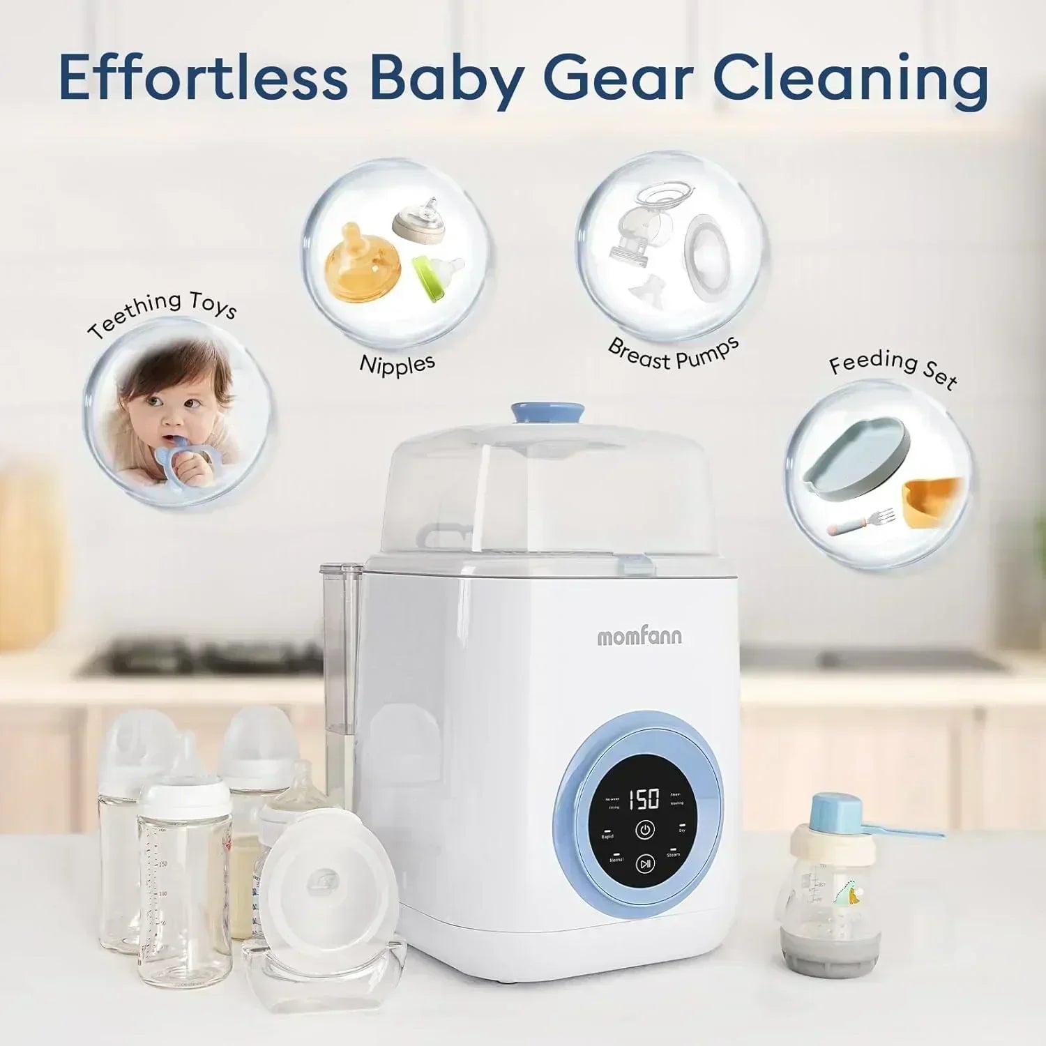 Baby Bottle Washer-19 Min Rapid Wash Sterilizer and Dryer All-in-One Cleaner Bottles Pump Parts