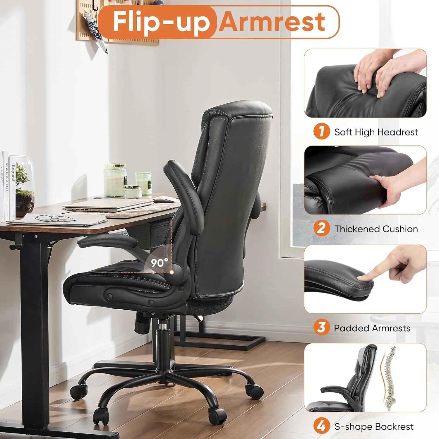 Ergonomic Office Chair Heavy Duty Work Desk Chair Adjustable Swivel Rolling Chair with Wheels