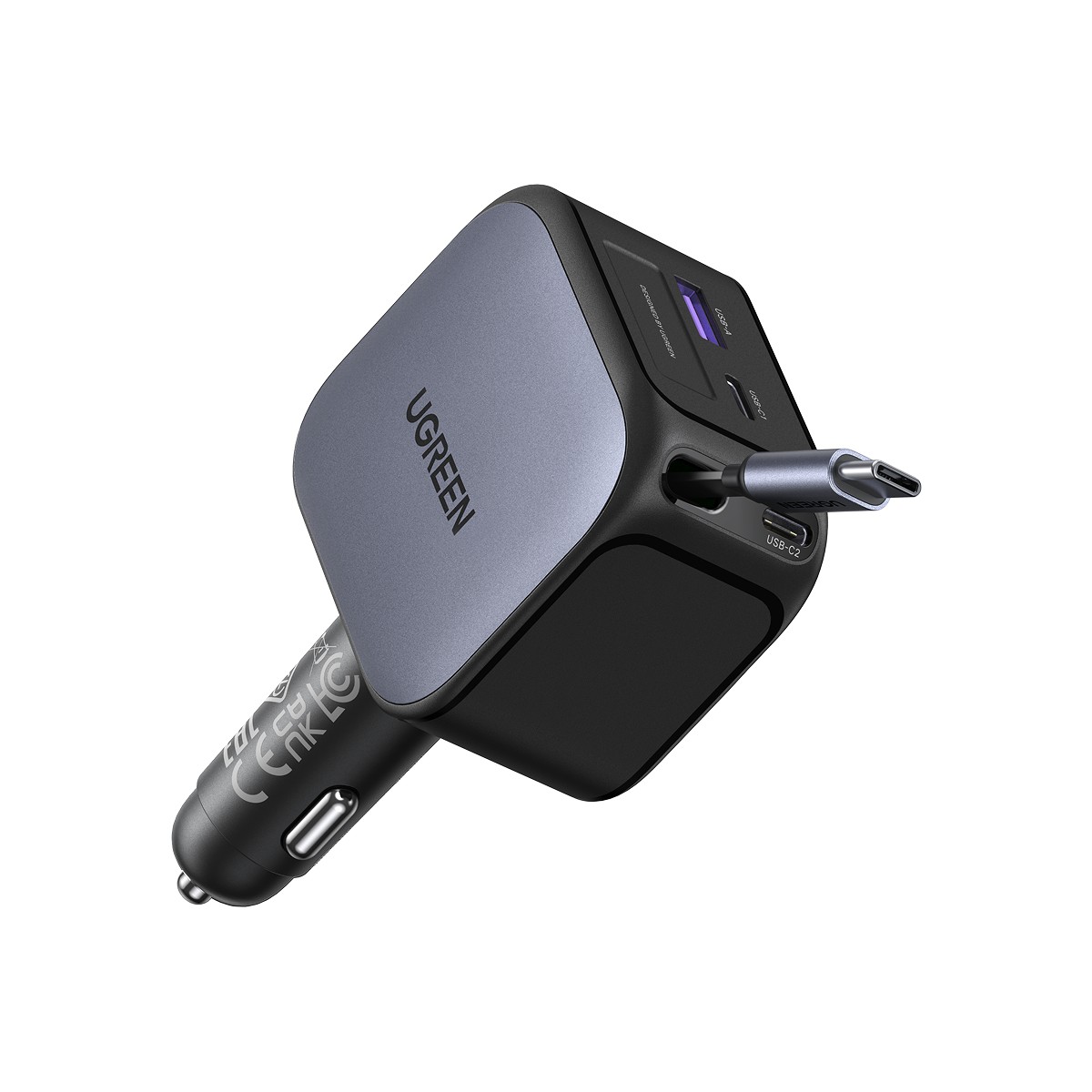 UGREEN Nexode Sạc Ô Tô 145W kèm Cáp USB-C Thu Gọn