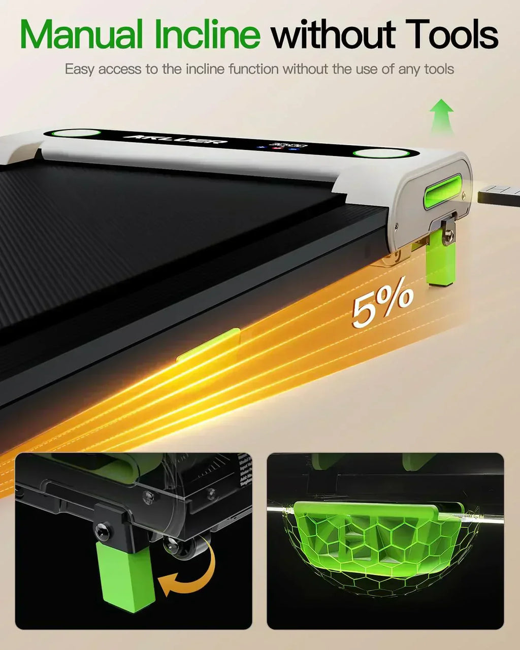 Akluer Inclined Home Treadmill 2.5 HP Small Under-Desk Treadmill Remote Control LED Display