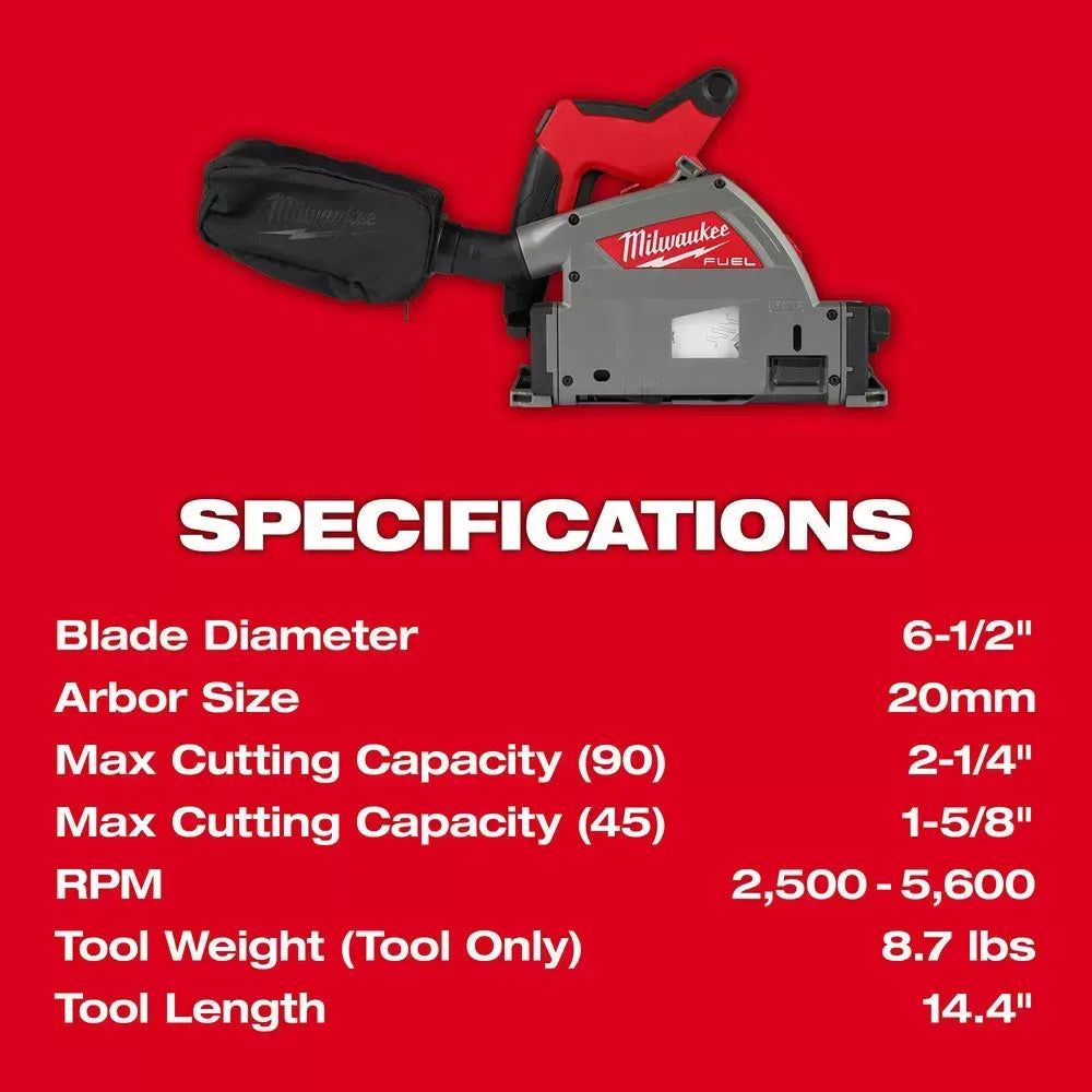 Milwaukee 2831-21TT M18 Track Saw Kit w/ Packout and 2 55 Inch Tracks with Bag