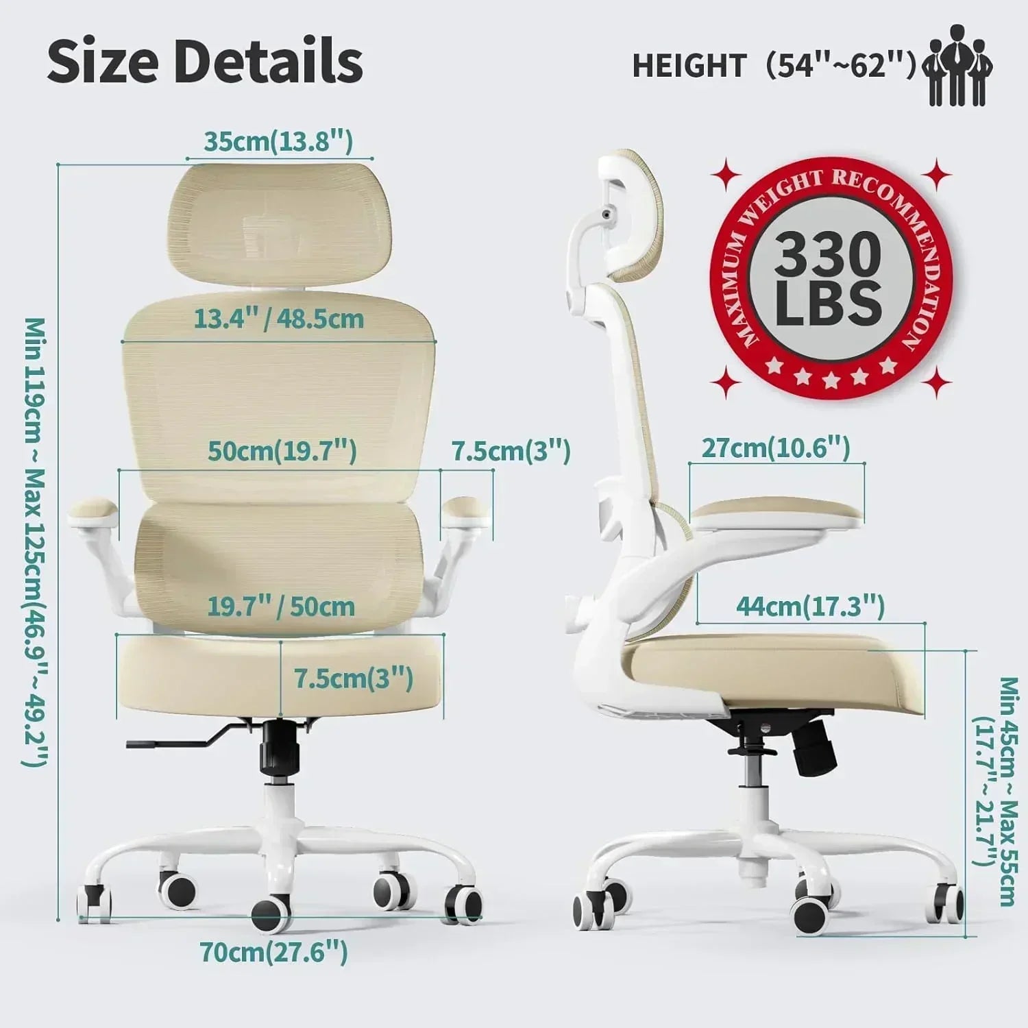 TRALT Office Chair Ergonomic Desk Chair 330 lbs Home Gaming Chair with Wheels