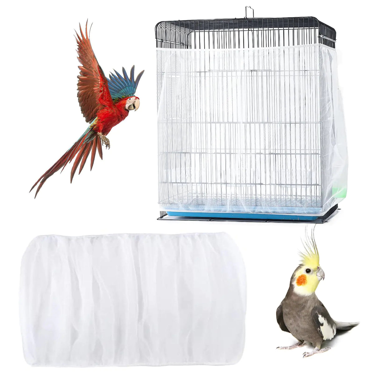Adjustable Bird Cage Skirt Net - White