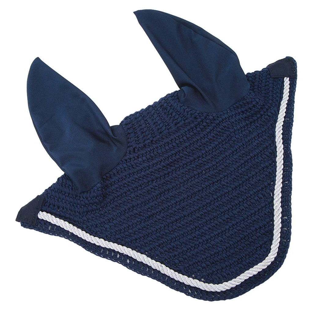 Navy Blue Hand-Crocheted Horse Ear Net