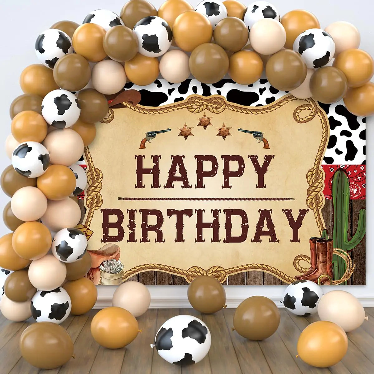 Cowboy Birthday Celebration Kit with Balloons & Banner