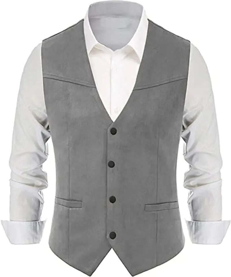 Classic Western Denim Groom Vest