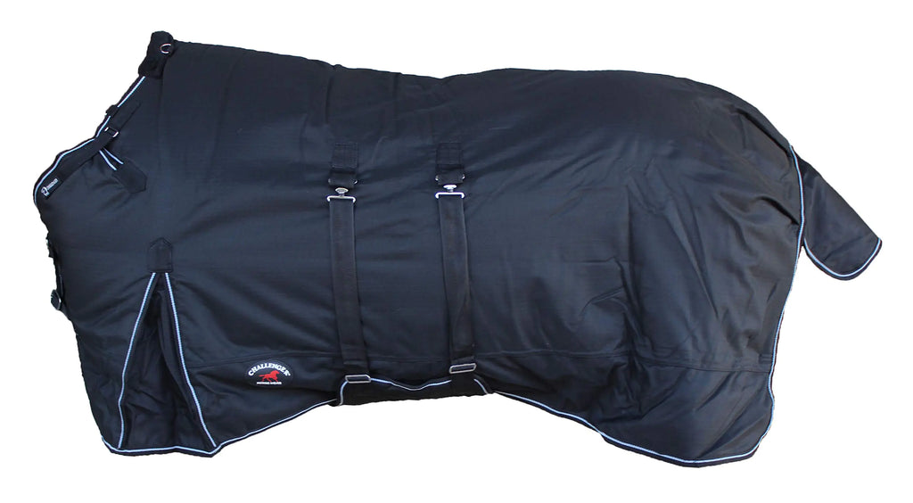 CHALLENGER 78" 1200D Turnout Waterproof Horse Heavy Winter Blanket w/Bellyband Black 551B