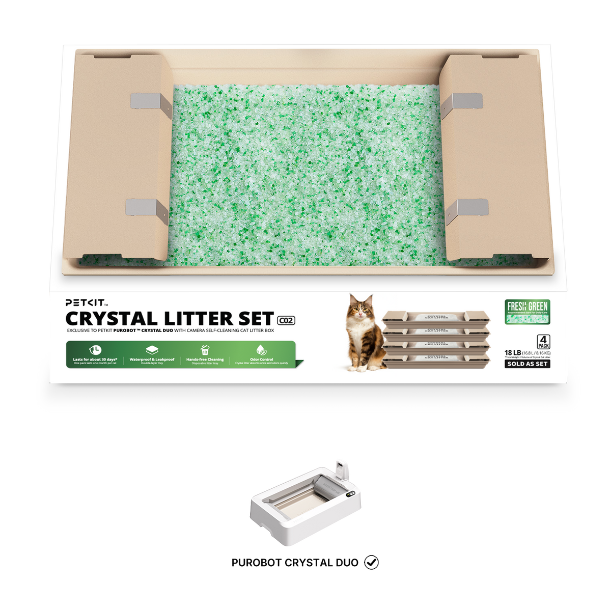 Crystal Litter Set (Fresh Green) - 4 Pack