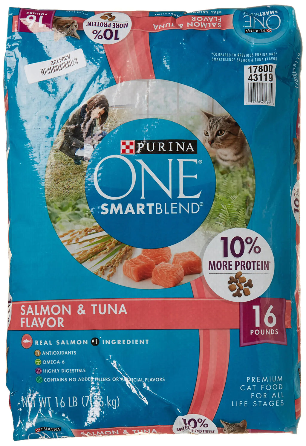 Purina O.N.E. Cat Food Adult Total Nutrition Salmon & Tuna 16 lb